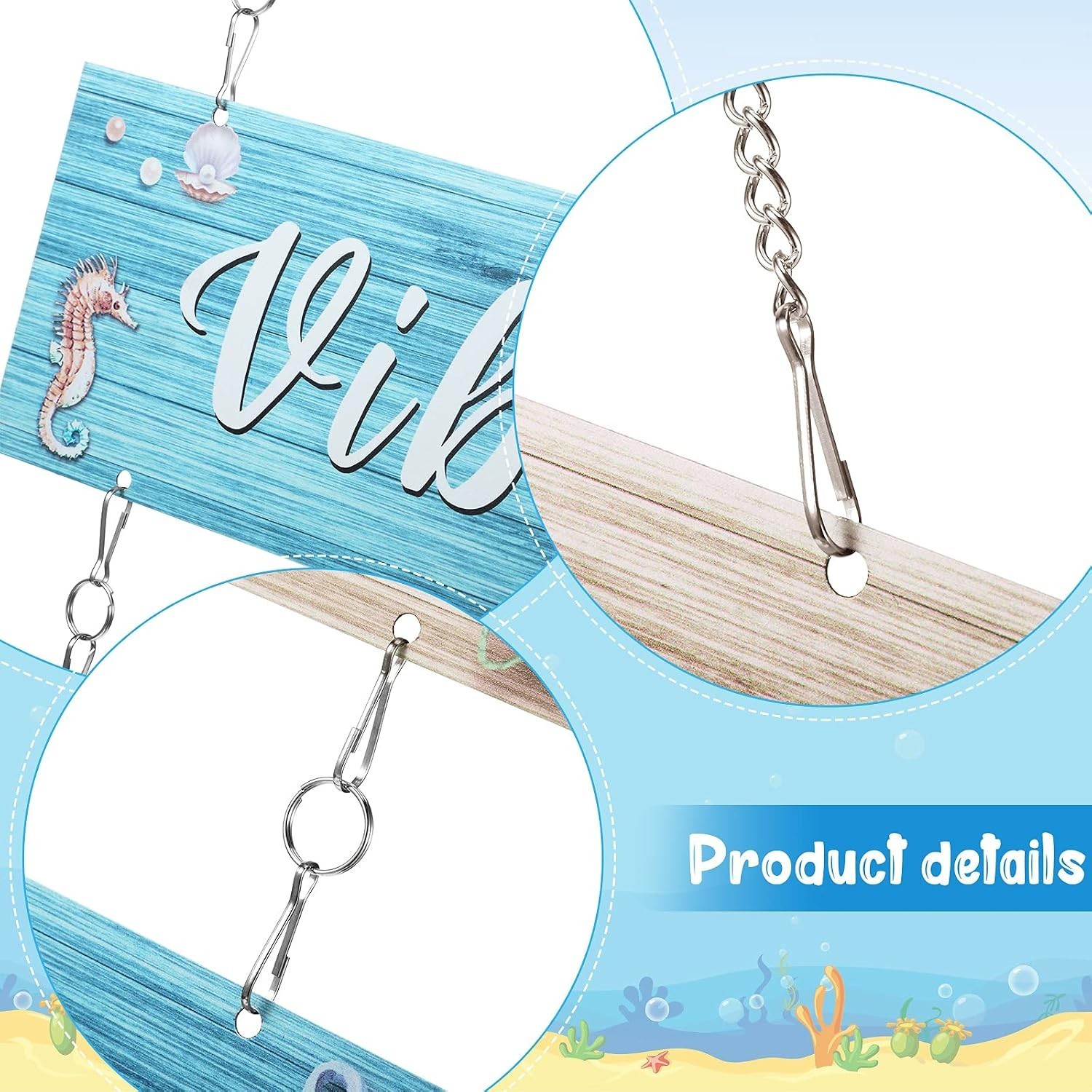 Multicolor Beach Sign Decor with Starfish and Seahorse – Elegant Wall Plaque