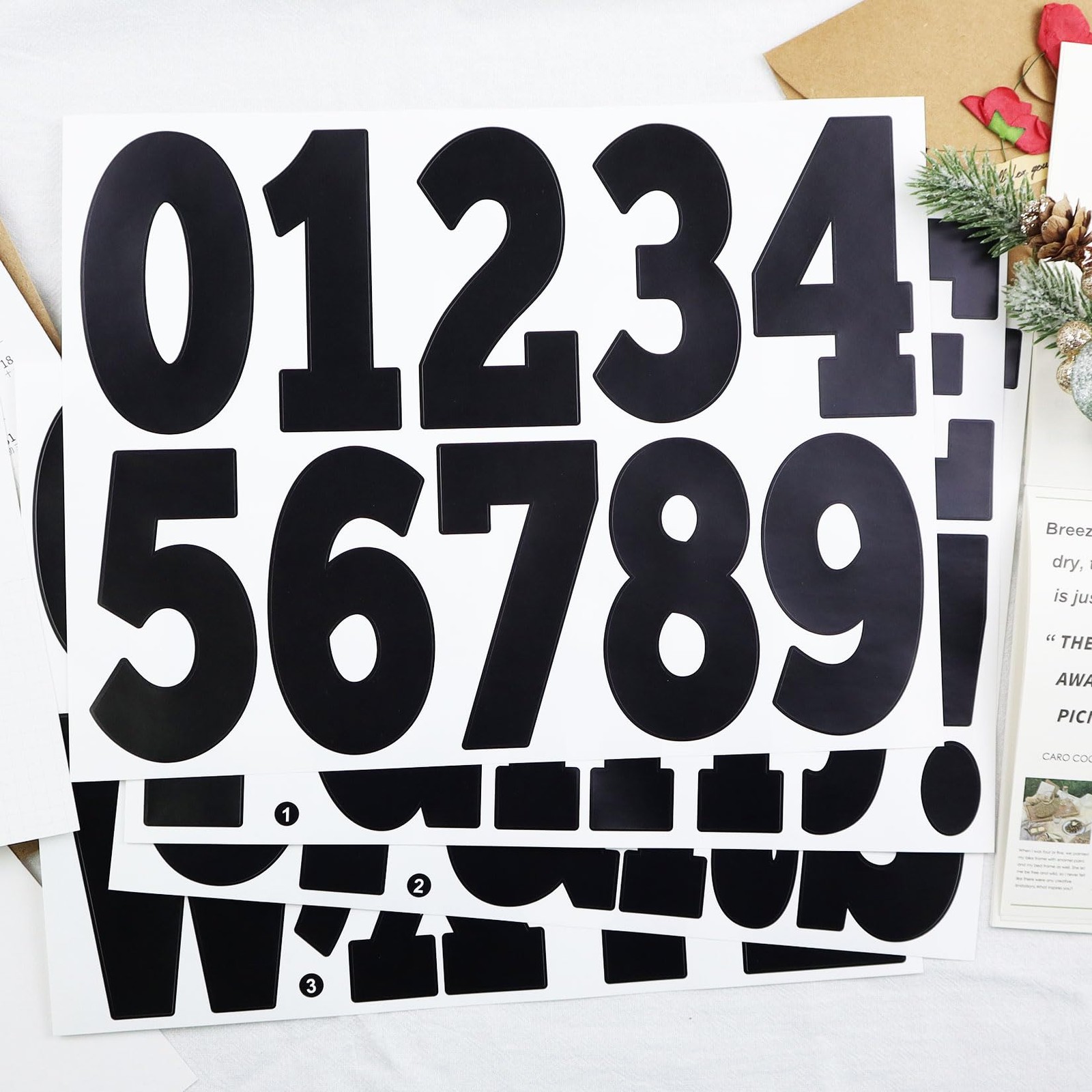 4 Inch Letter Stickers, Vinyl Self Adhesive Alphabet Number-12 Sheets Black