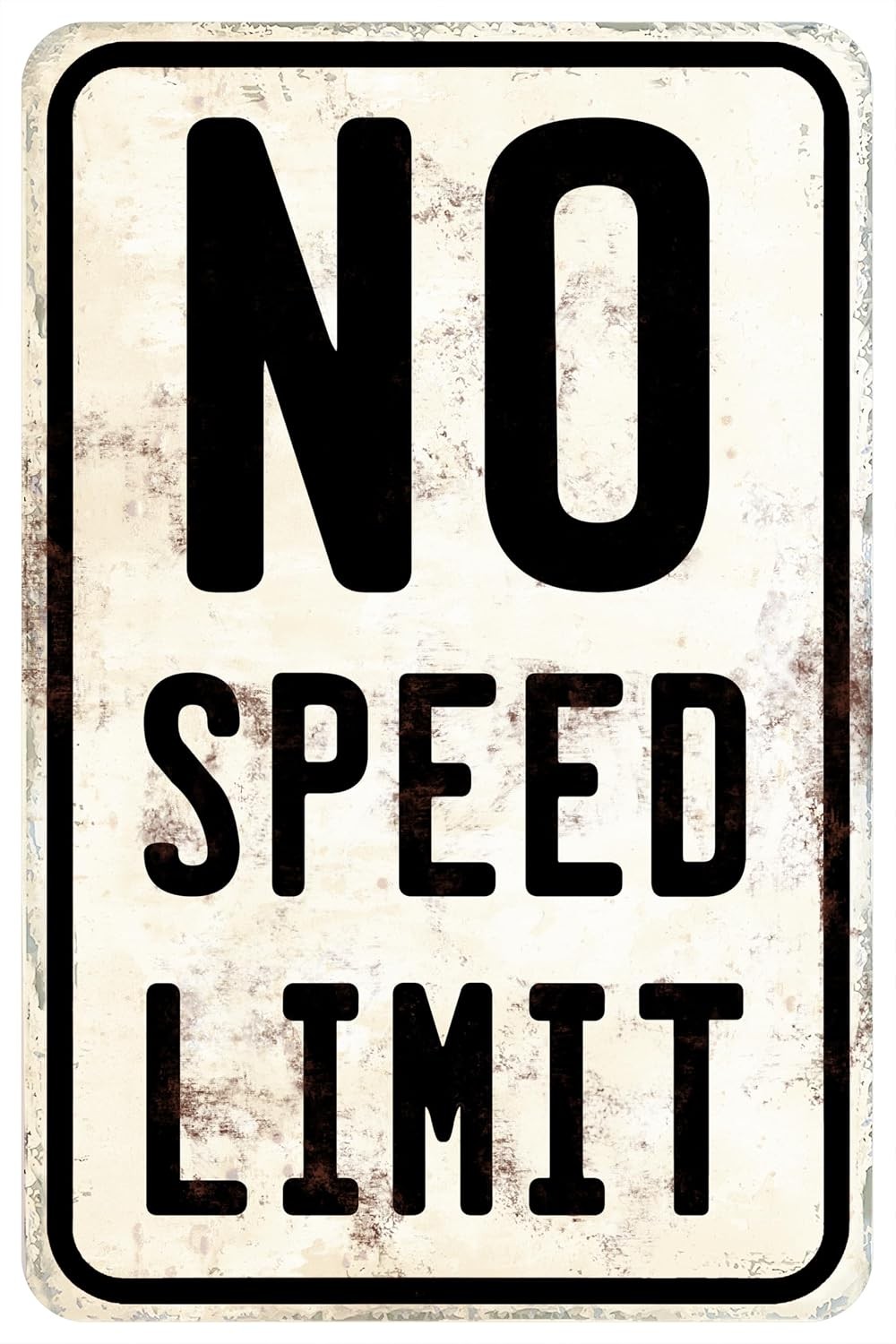 Car Room Wall Decor Vintage Metal Sign No Speed Limit Signs For Boys12x8 Inches