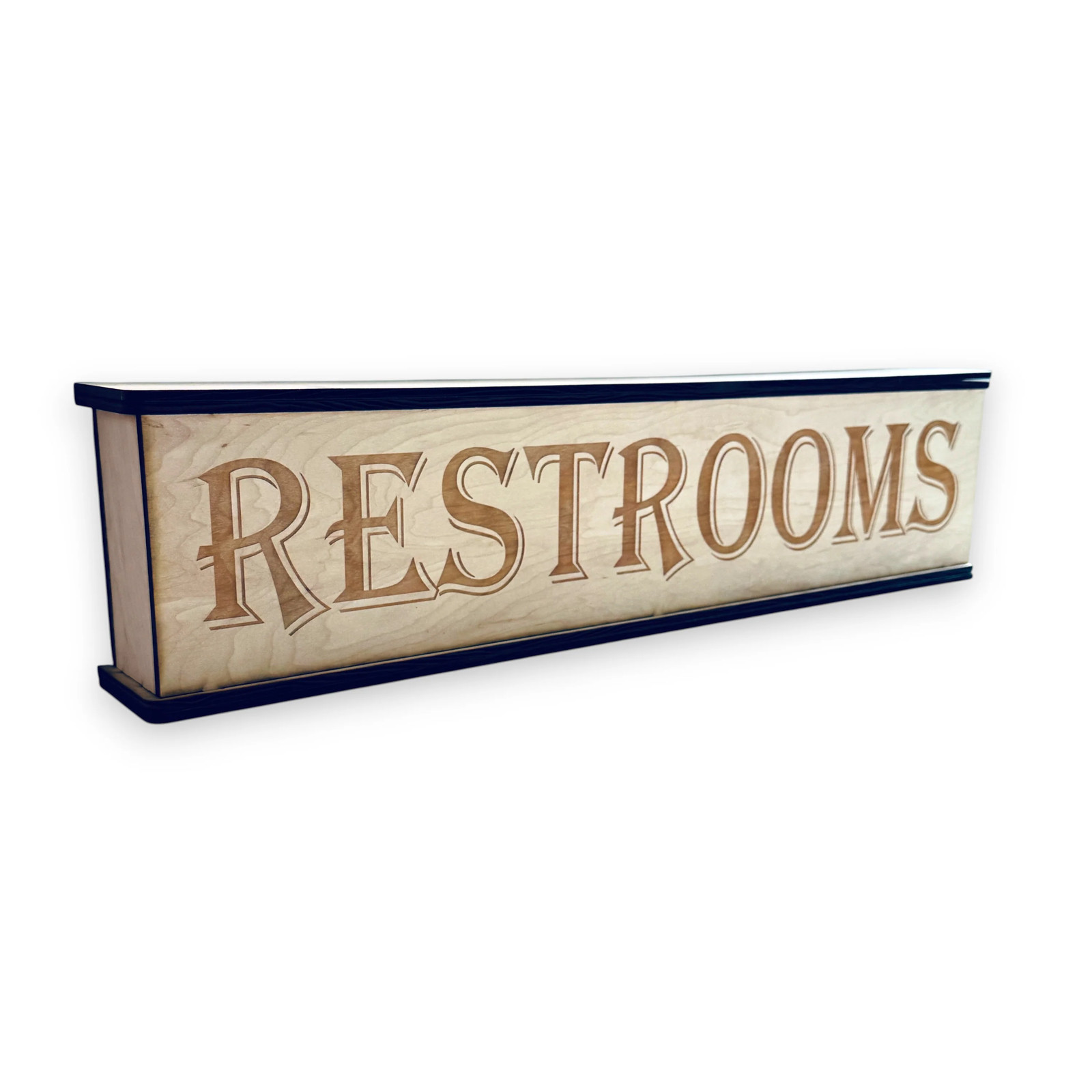 Sign – Restrooms – Box Sign – 24x6x3 inches