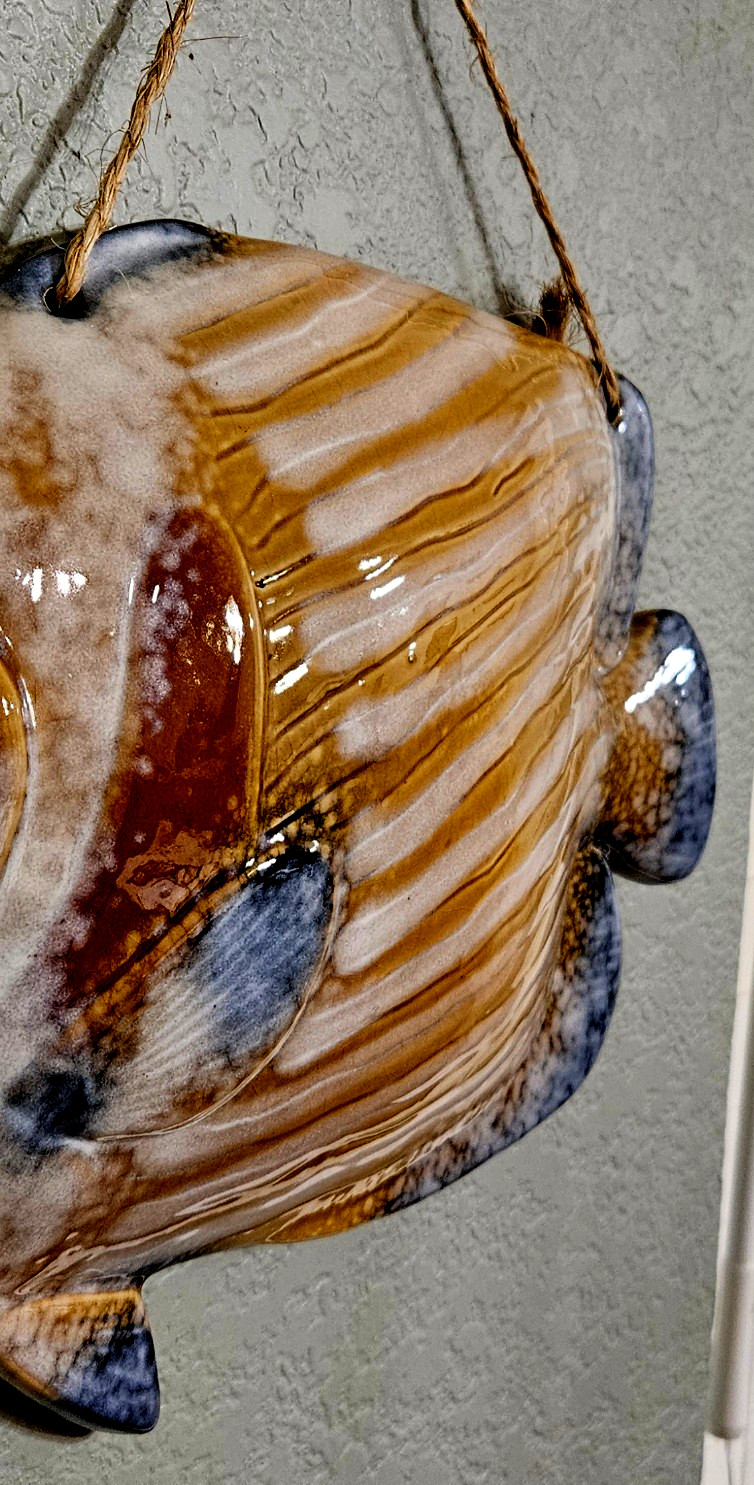 Fish Ceramic Wall Hanging 3-D Colorful Glossy Natical Beach Decor 8″ x 13″