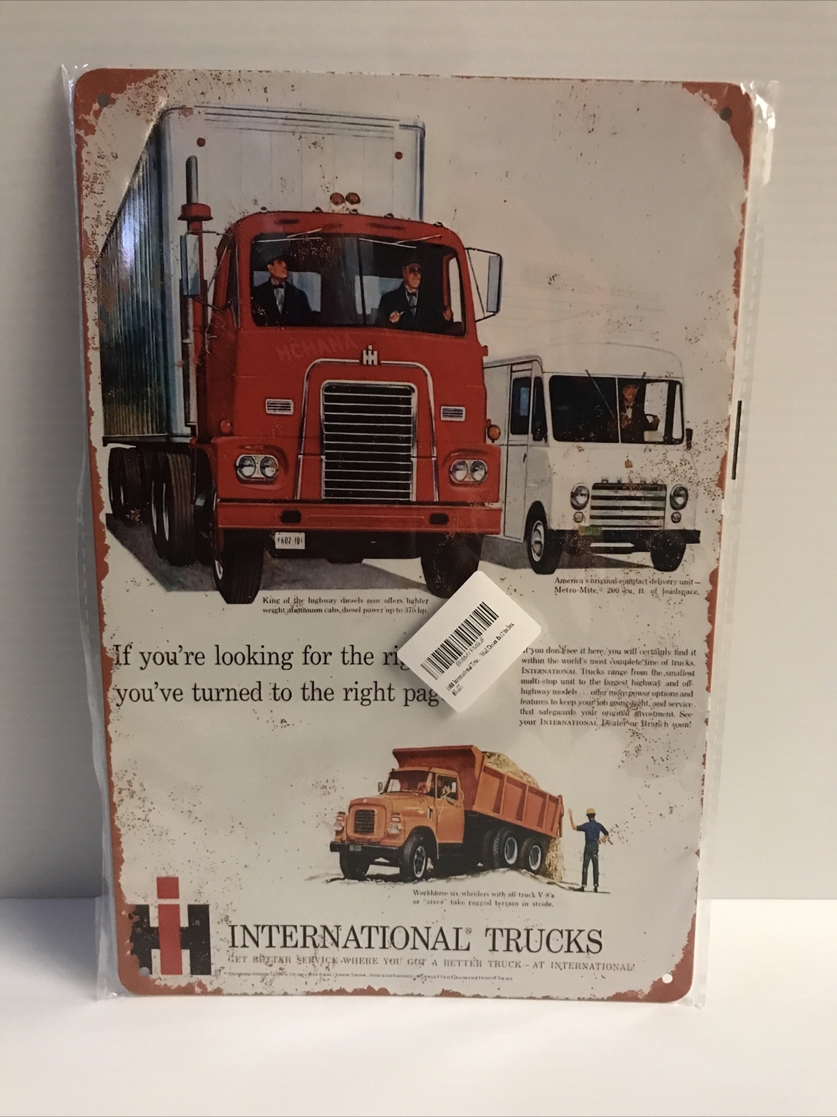 HI: International Trucks Metal / Tin Sign 12 X 8 Inches Sealed Art Wall Home NWO