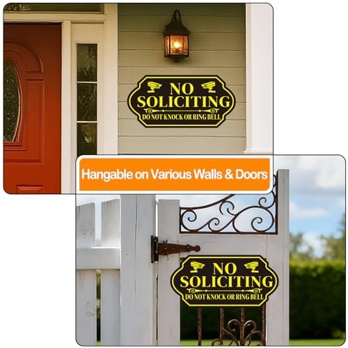 No Soliciting Sign with Stake for House – Adjustable Height Heavy Duty Aluminum
