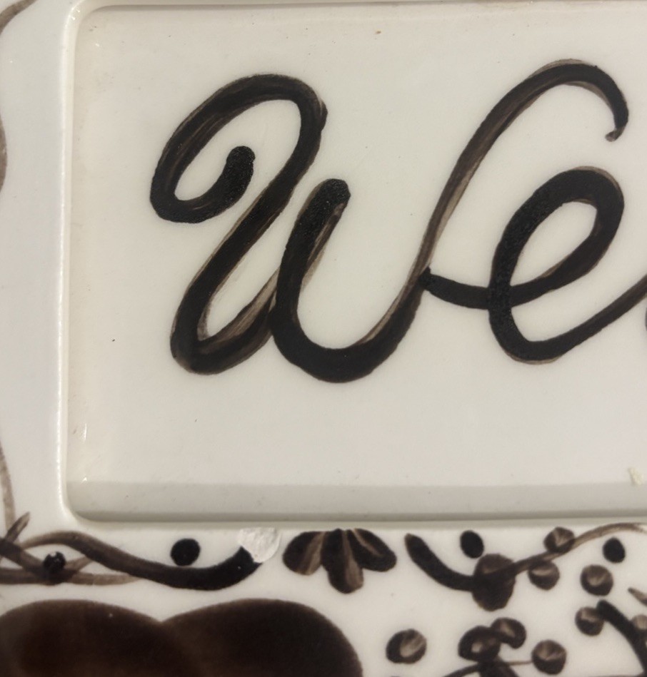Vintage Porcelain Brown And White Wall Mount Welcome Sign 1998