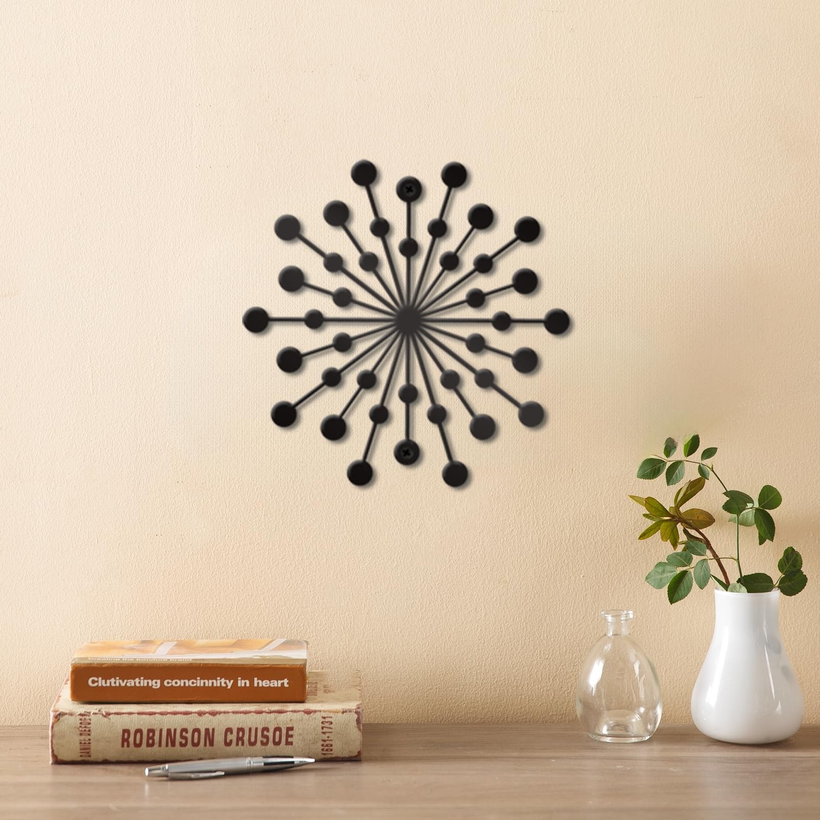3 Pcs Metal Sunburst Wall Art, Minimalist Hanging Wall Decor Single Line Art,…
