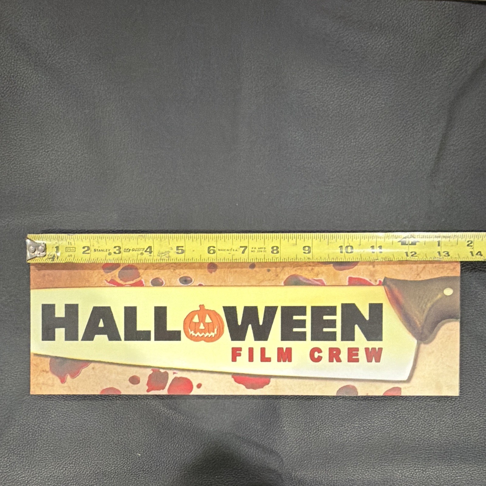 Halloween Film Crew Painted Wood Hanging Wall Sign Plaque 13 x 4 Rectangular