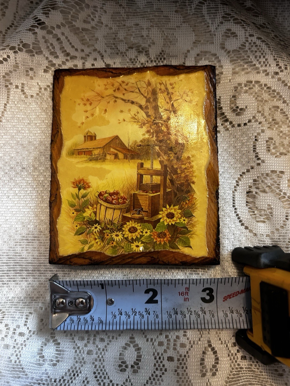 Set of 5 Wood Farmhouse Floral Wall Plaques, Decorative, Rectangle, 4 in x 3 in