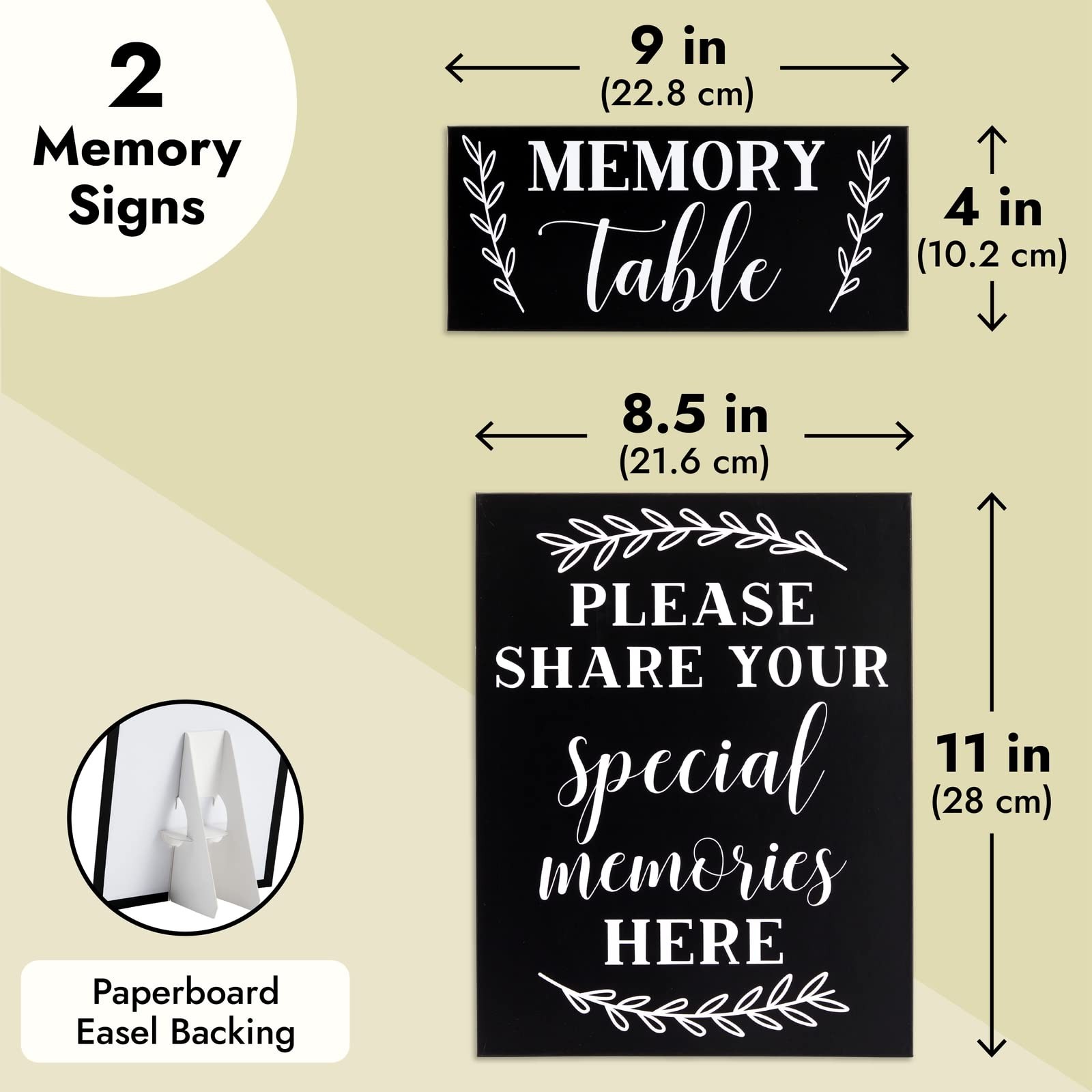 Juvale Rectangular Memory Table Signs – Easel for Funeral Medium, Black