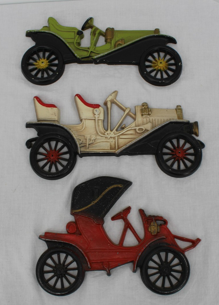 Midwest Metal Antique Car Wall Plaques Set Of 3 Medium Multicolor Decor