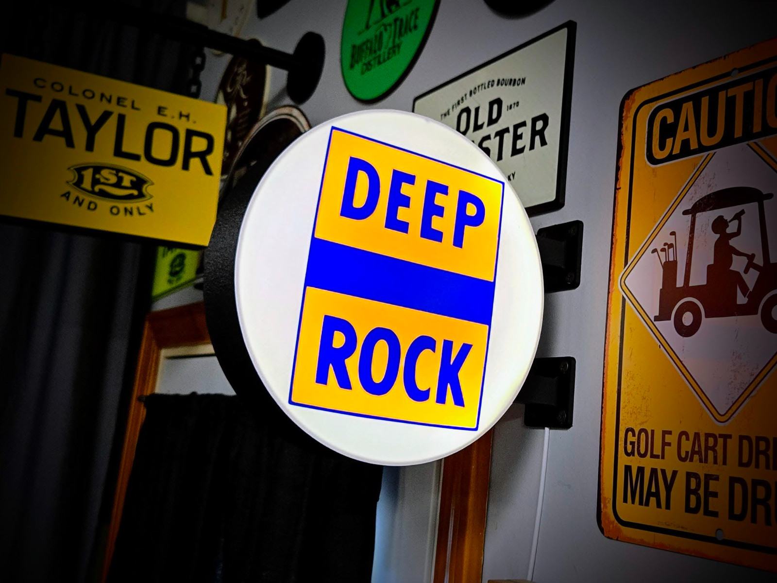 Deep Rock LED Lightbox Sign 3D Printed Round Wall Mount Man Cave Garage Decor