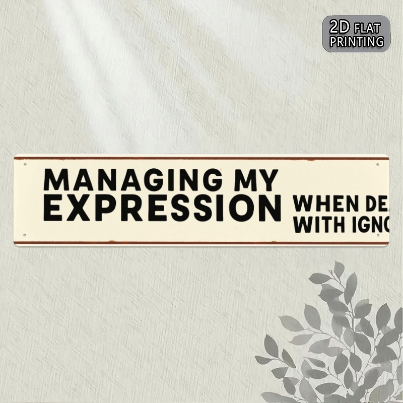Simple Rectangular Metal Plate Funny Work Saying Basement Wall Adornment
