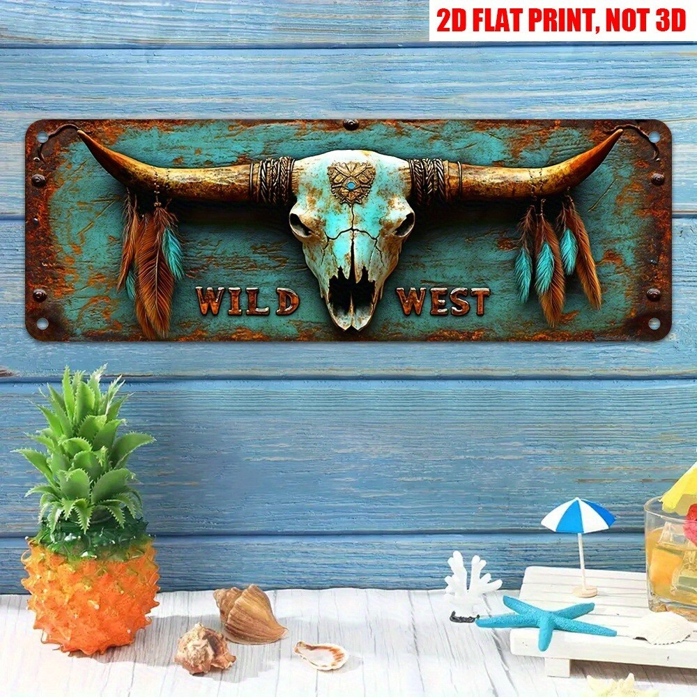 Wild West Tin Sign Vintage Western Saloon Decor Retro Metal Signs Bar Wall Art
