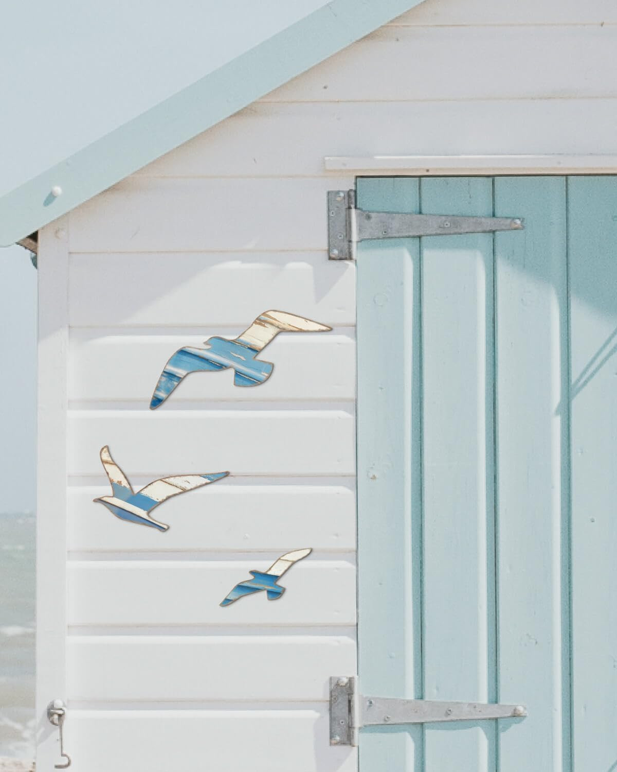3Pcs Wood Nautical Decor Seagull Wall Decor Nautical Coastal Theme Wall Art Adhe