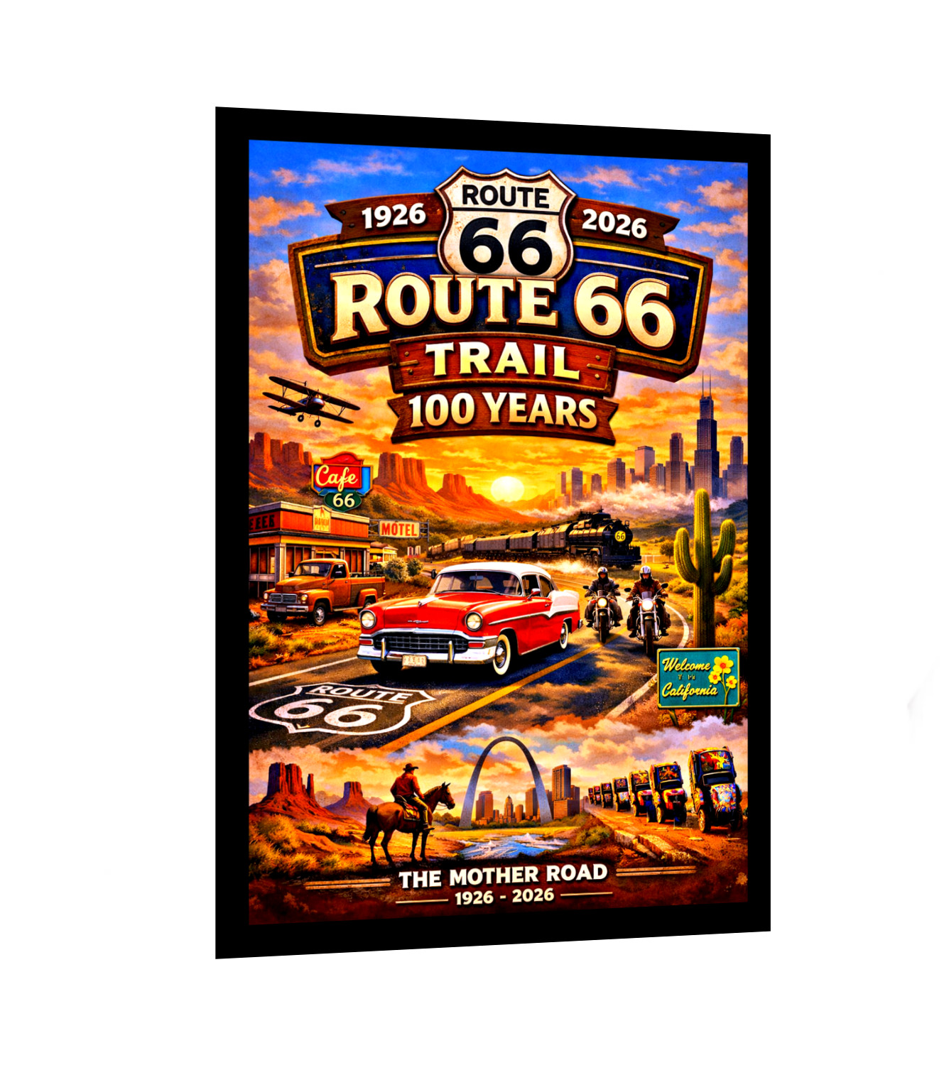 100TH Anniversary Retangular Route Stickerl America’s Highway Historic Route 66