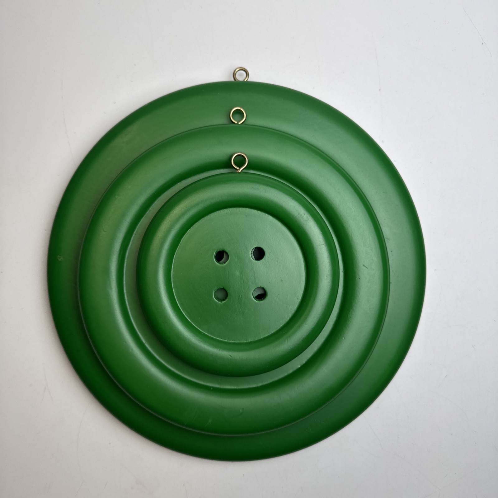 Set Of 3 Green Sewing Buttons Craft Wall Room Decor 10” 8” 5” Wood