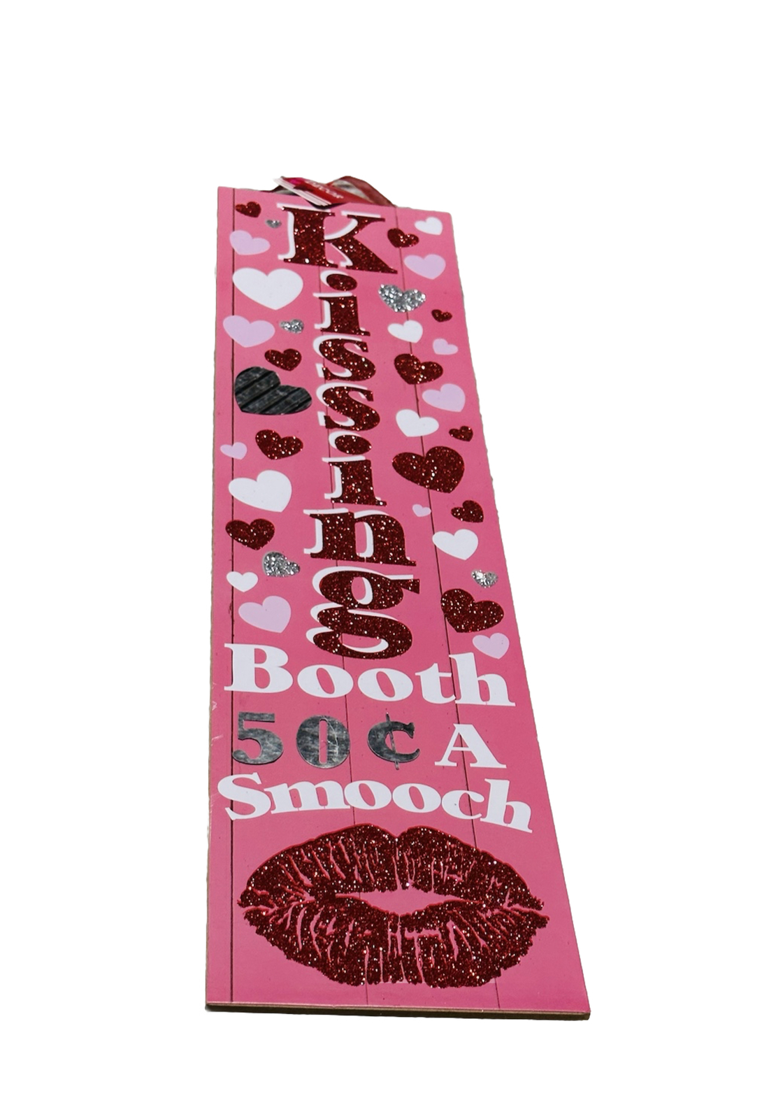 Greenbrier Valentines Wood Kissing Booth Hanging Sign 50 Cents A Smooch 24x6Inch