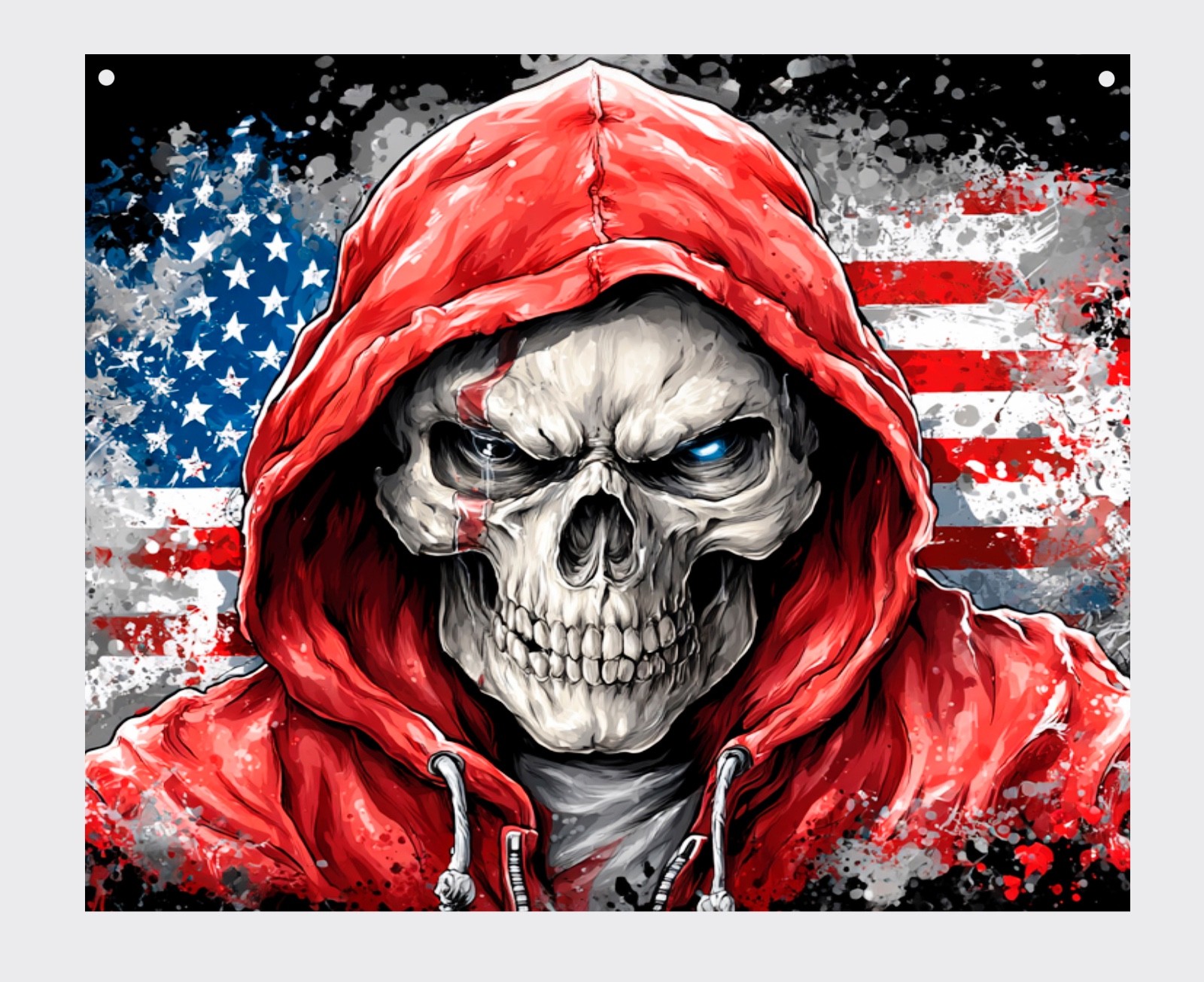 SKULL AMERICAN FLAG PATRIOTIC Aluminum Sign 8″x10