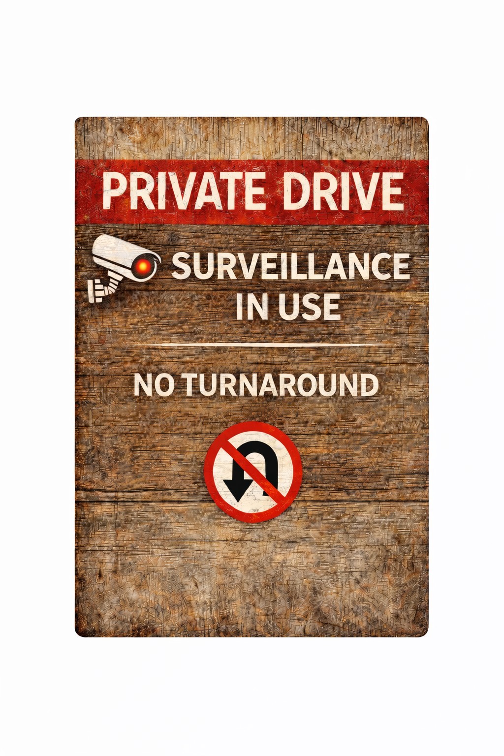 Rustic Private Drive Sign – Surveillance In Use No Turnaround 8×12 Aluminum