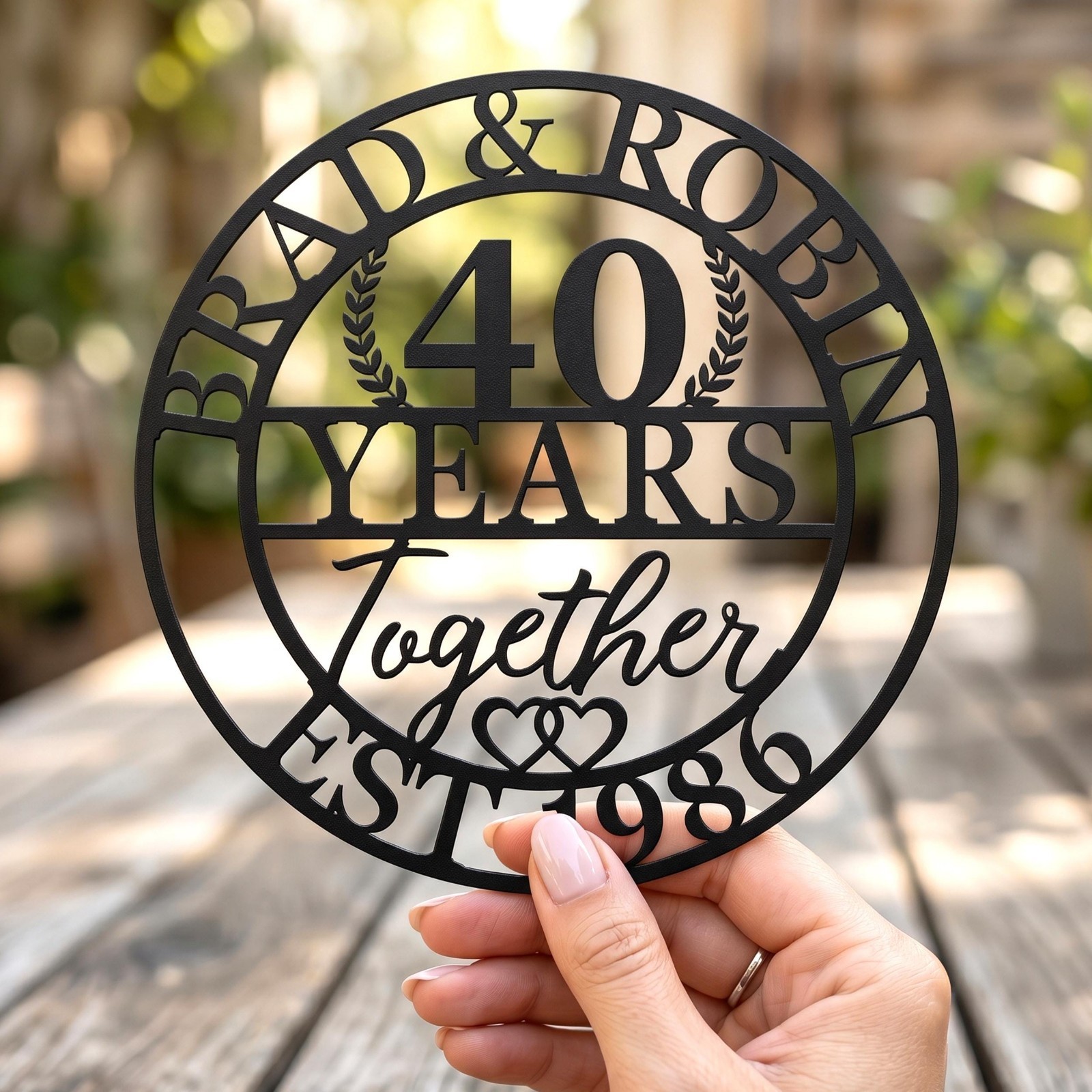 Personalized Anniversary Metal Sign, 40 Years Together Couple Wall Decor