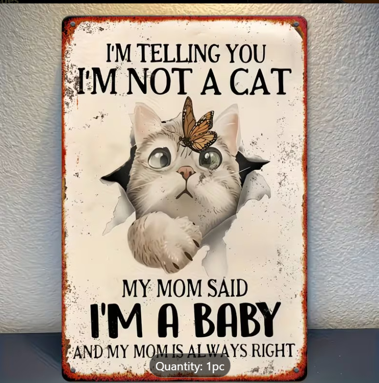 I’m Tell You Not A Cat Mom Said A Baby Funny Pet Metal Poster Wall Decor #1011