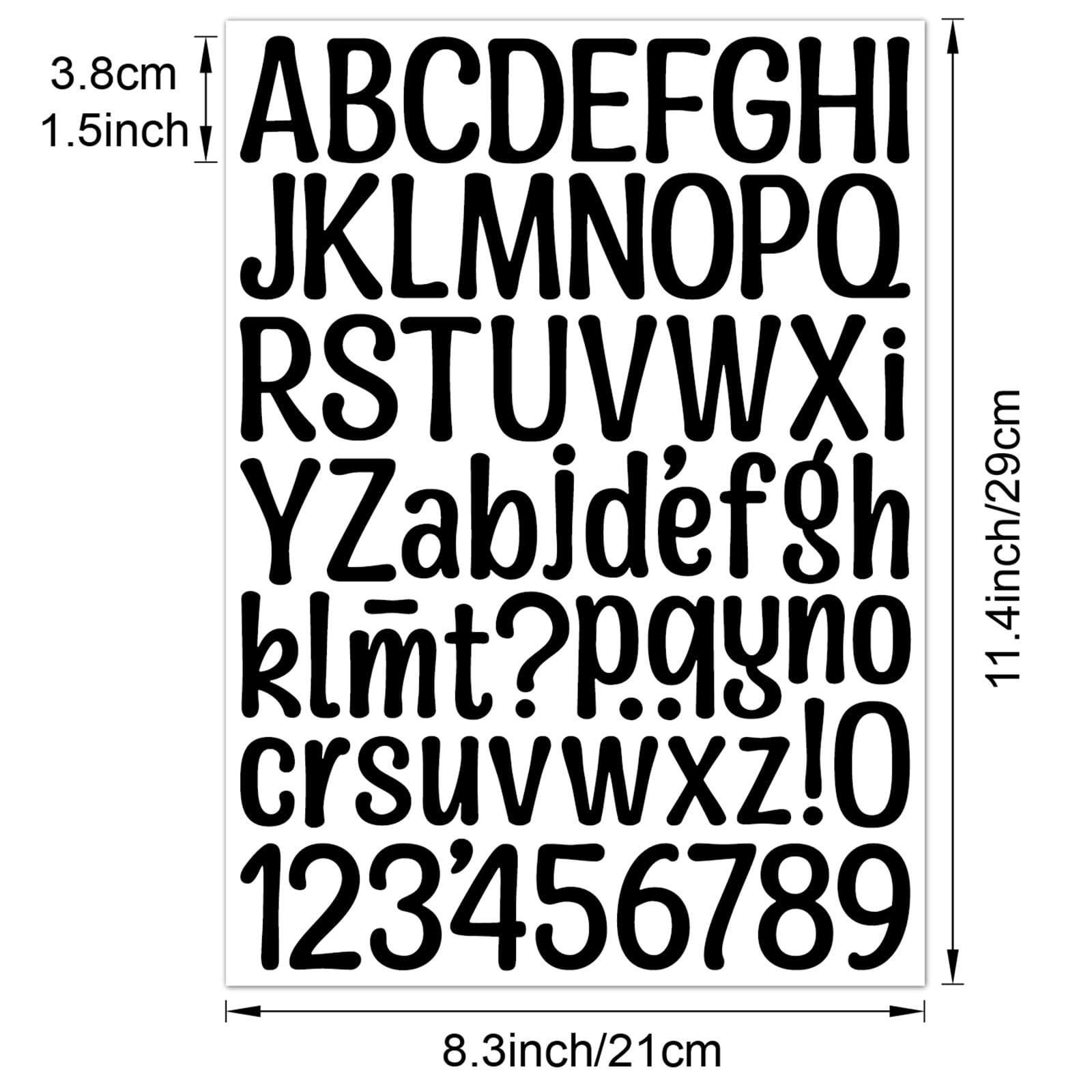Alphabet Stickers 10 Sheets Vinyl Waterproof 1.5 Inches Self-adhesive Black