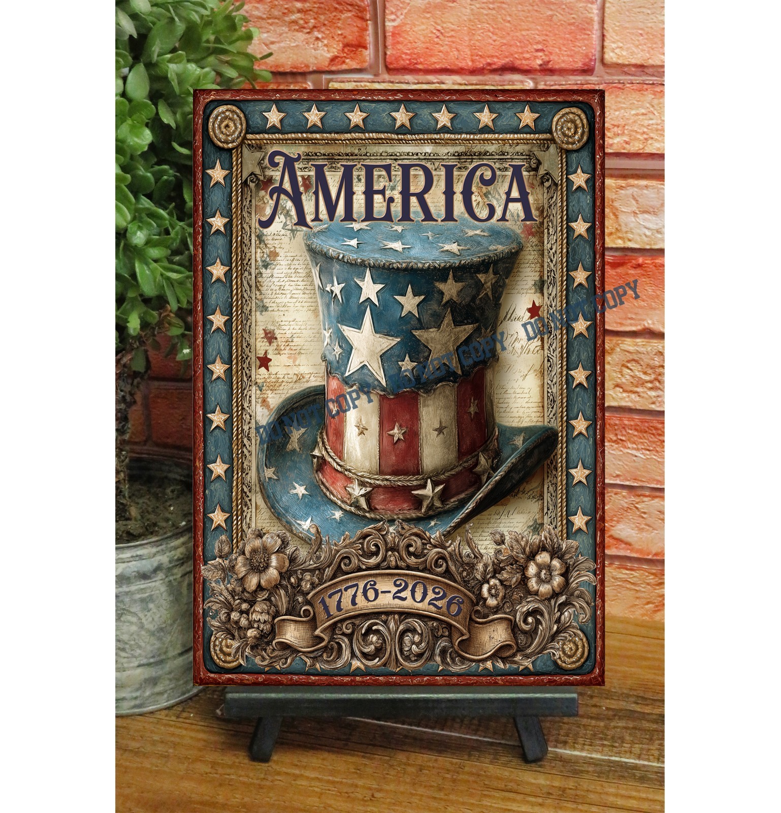 America Uncle Sam Top Hat 1776-2026 Celebrate our 250th Metal Sign