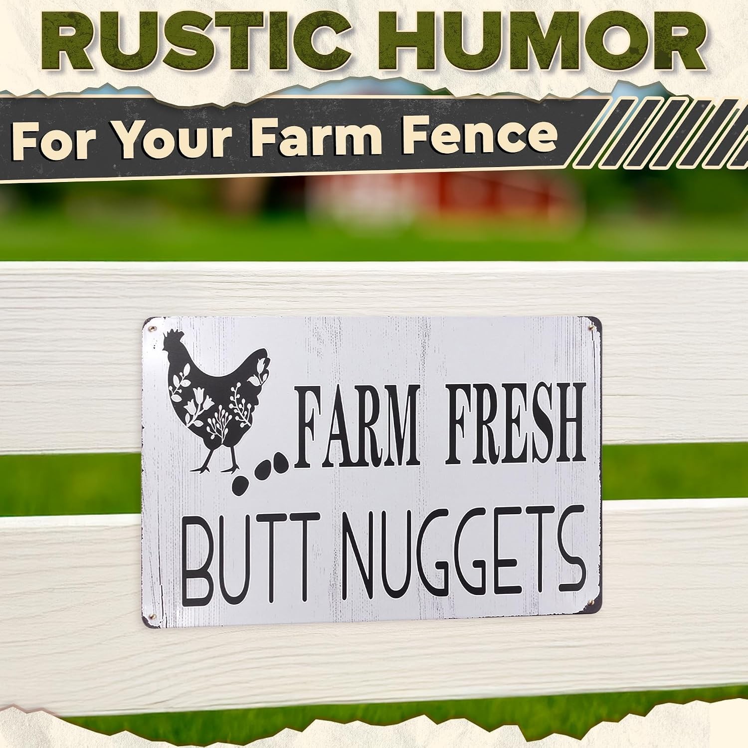 Metal Funny Chicken Coop Signs for Outside 8×12″ – Rustic Tin Farm House Kitc…
