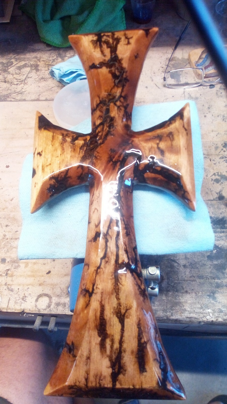 Custom Handmade very nice Cross That Was Fractul Burnt Giving It A Very Good…