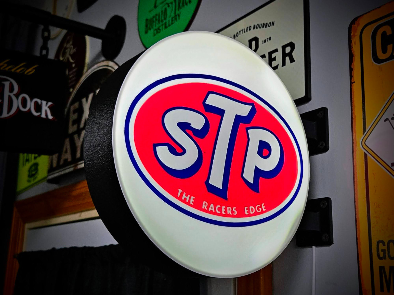 STP LED Lightbox Sign 3D Printed Round Wall Mount Man Cave Garage Decor