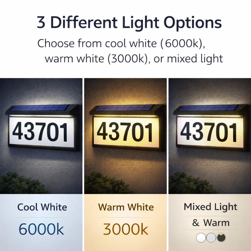 Solar Address Sign, Lighted Address Plaque Outdoor Waterproof IP65, Illuminated