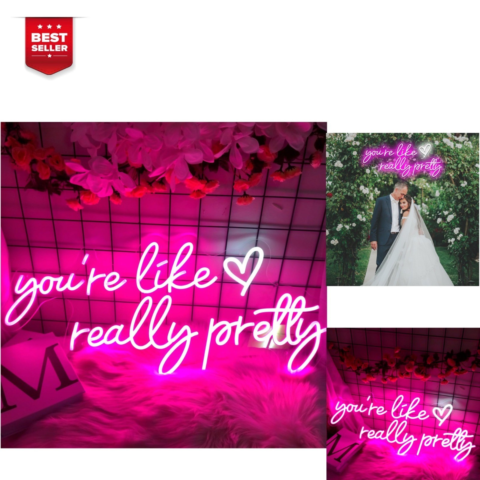INSNEnN Your Like Really Pretty Neon Sign – Pink Wall Decor 29.5″ x 12.6″