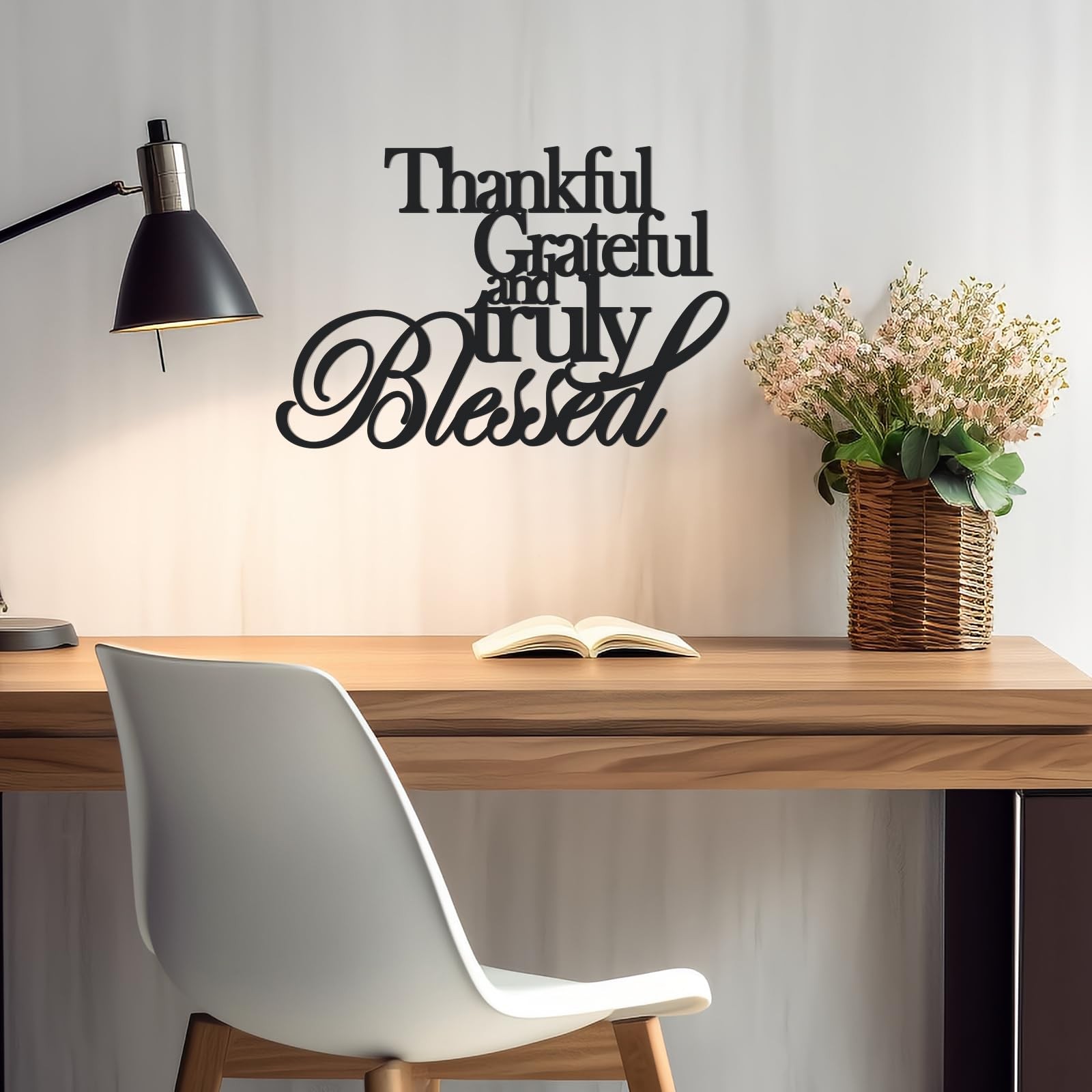 KOYILTD Classic Thankful Grateful Blessed Wall Decor – Medium style1, Black