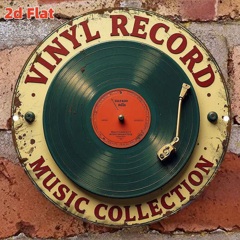 Flat Vintage Vinyl Record Wall Decoration Retro LP 2D metal Music Lovers Sign