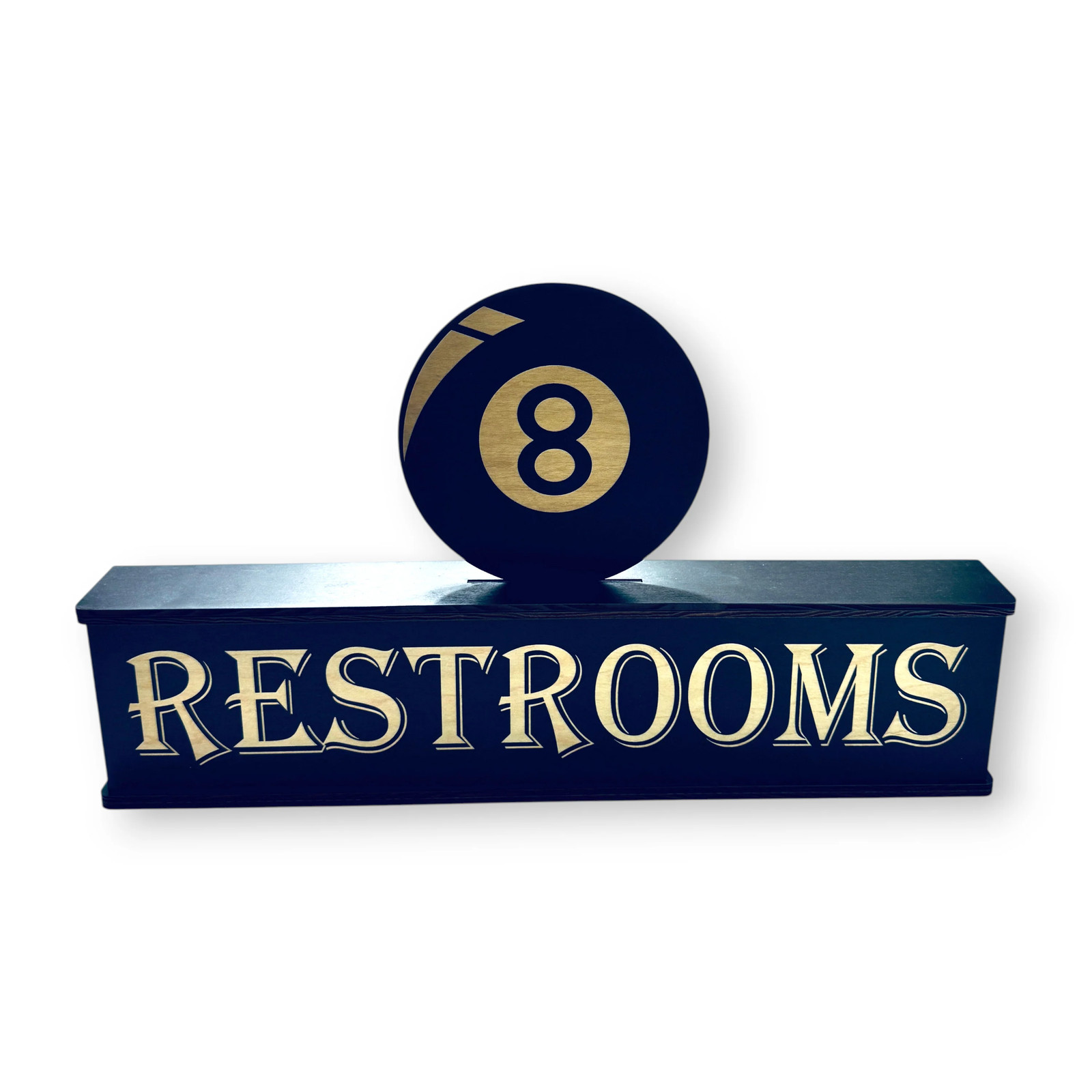 Sign – Restrooms – BLACK – With Add on – Box Sign – 24x6x3 inches