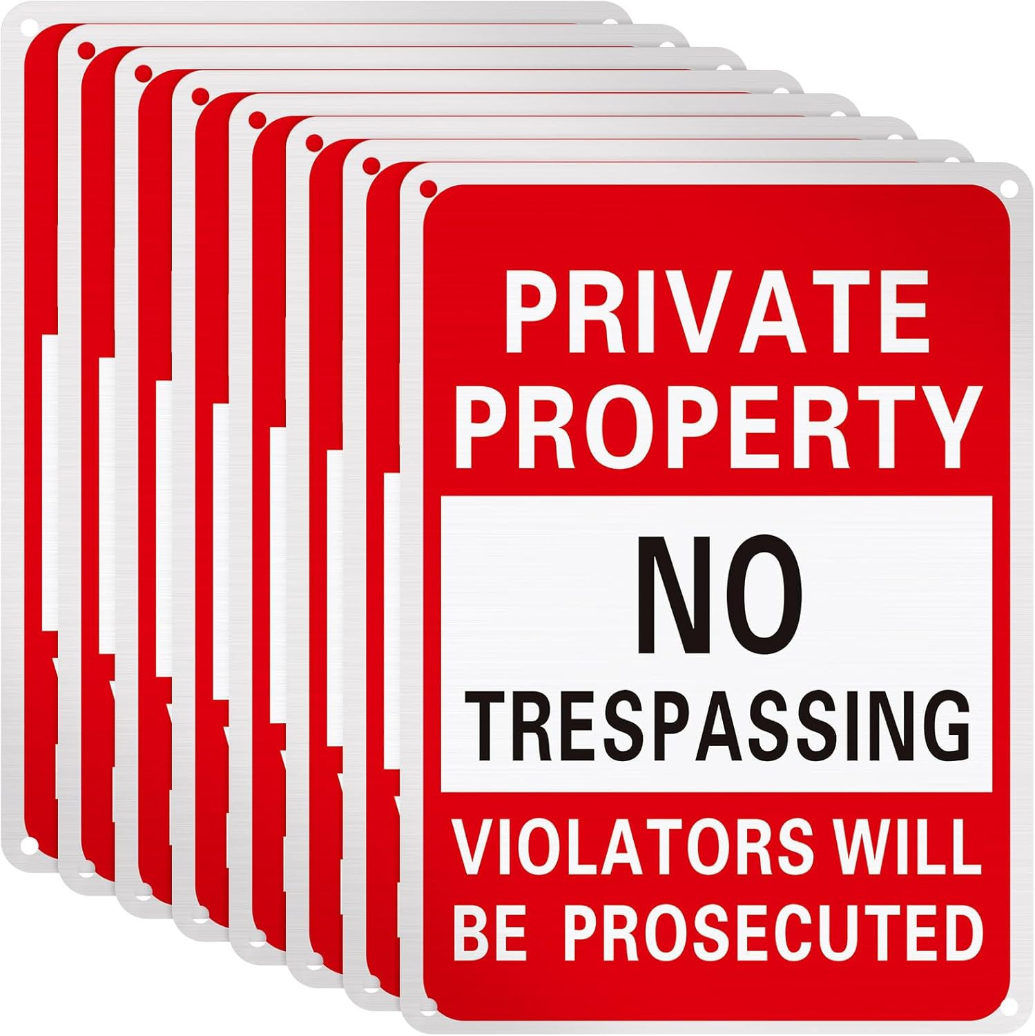 8 Pcs No Trespassing Signs Private Property Metal Rust Free Aluminum Sign Will B
