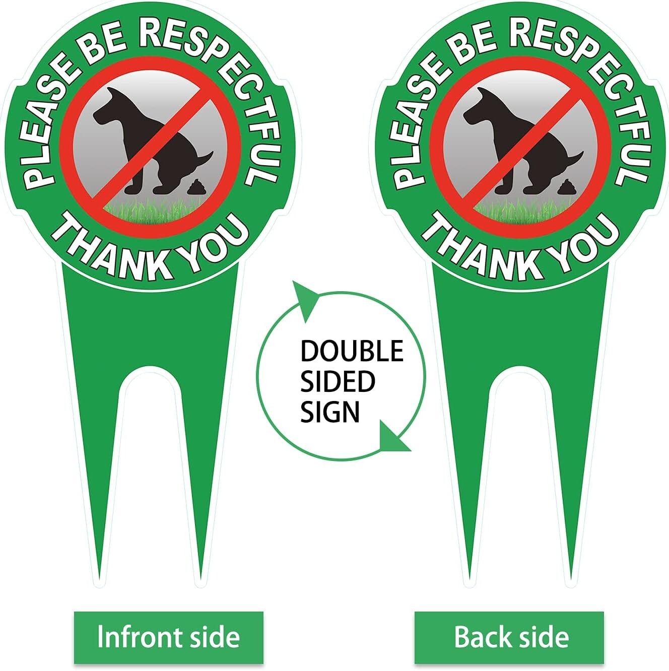 Easy Install Double-Sided Dog Sign – 2 Pack, 12″ x 6″ – Lawn Care Essential