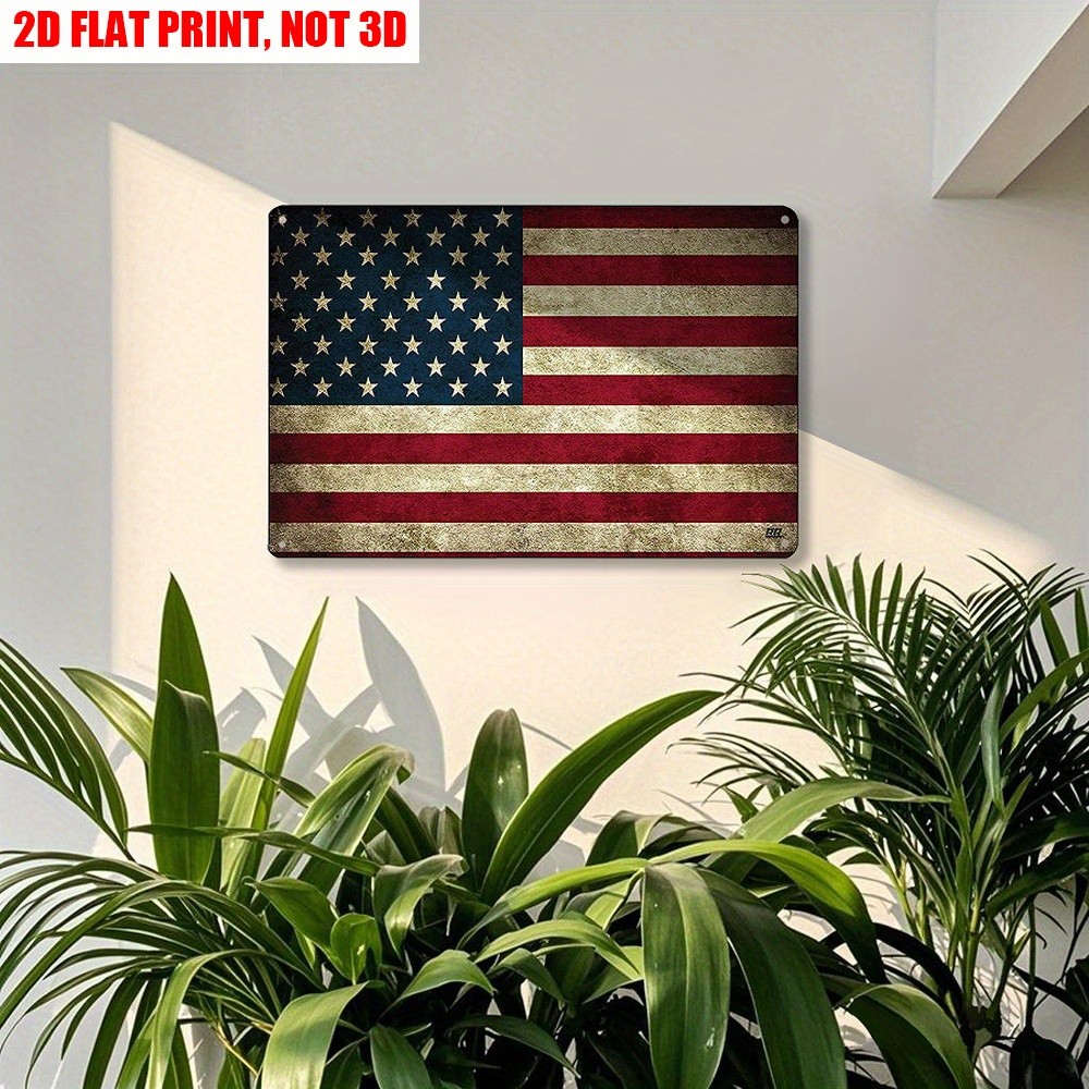 Vintage American Flag Metal Tin Sign Patriotic Wall Decor for Home Bar Man Cave