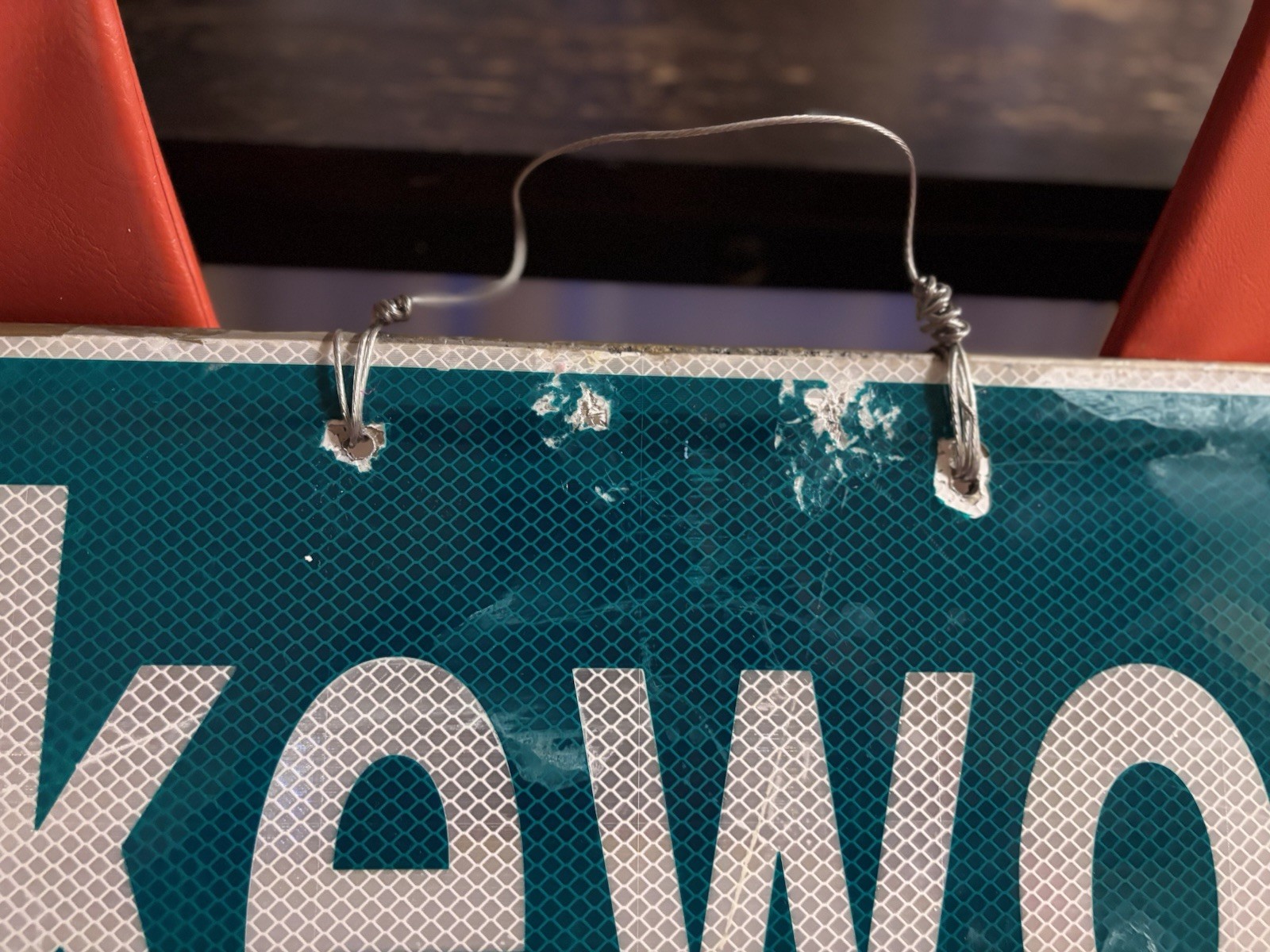 Original Urban Street Art on Metal Street Sign – Upcycled Wall Art Double Sided