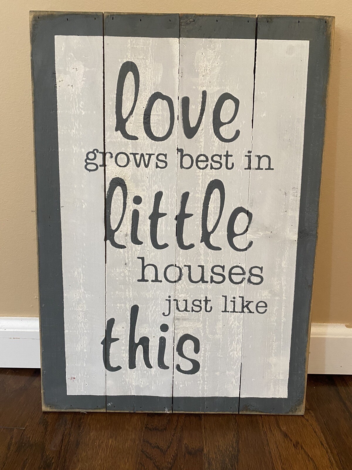 Wooden Farmhouse Decor Shiplap Sign Love Grows Best In Little Houses 14×20″