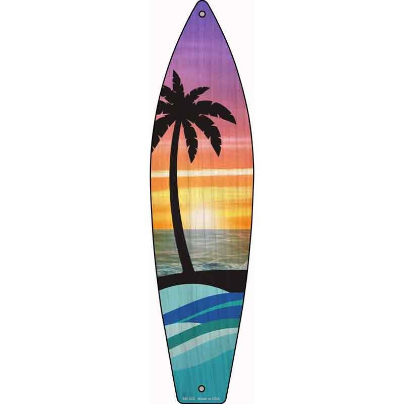Palm Trees Sunset Metal Surf Board Sign 17″x4.5″ Plaque Home Door Garage Wall