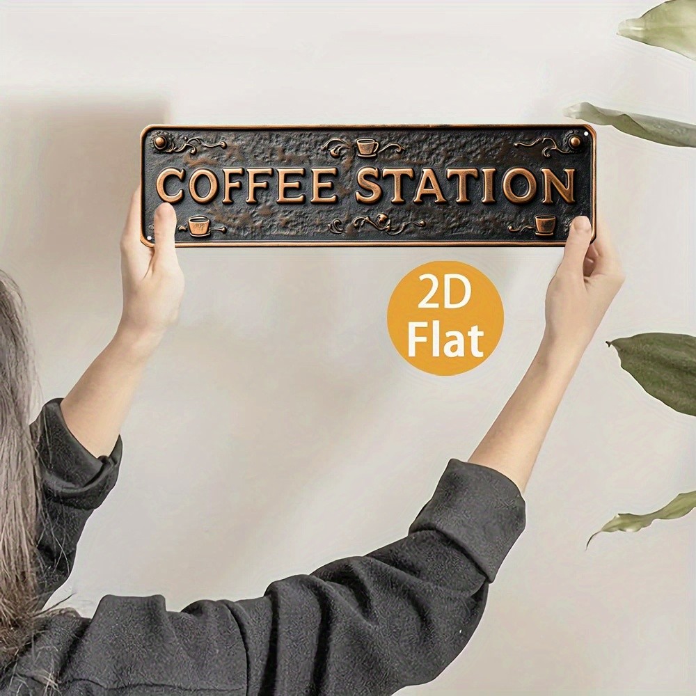 Vintage Coffee Station Metal Sign Retro Coffee Bar Home Cafe Decor Kitchen Gift